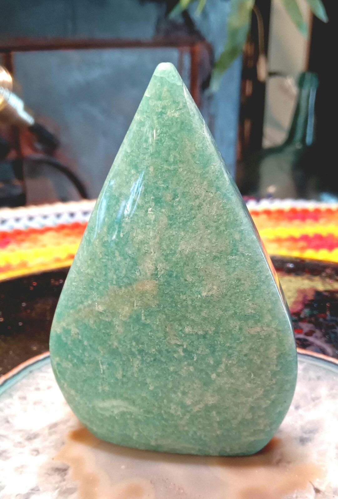 アマゾナイトの涙型研磨済み 4 x 2.5 インチ展示用ピース - Etsy 日本