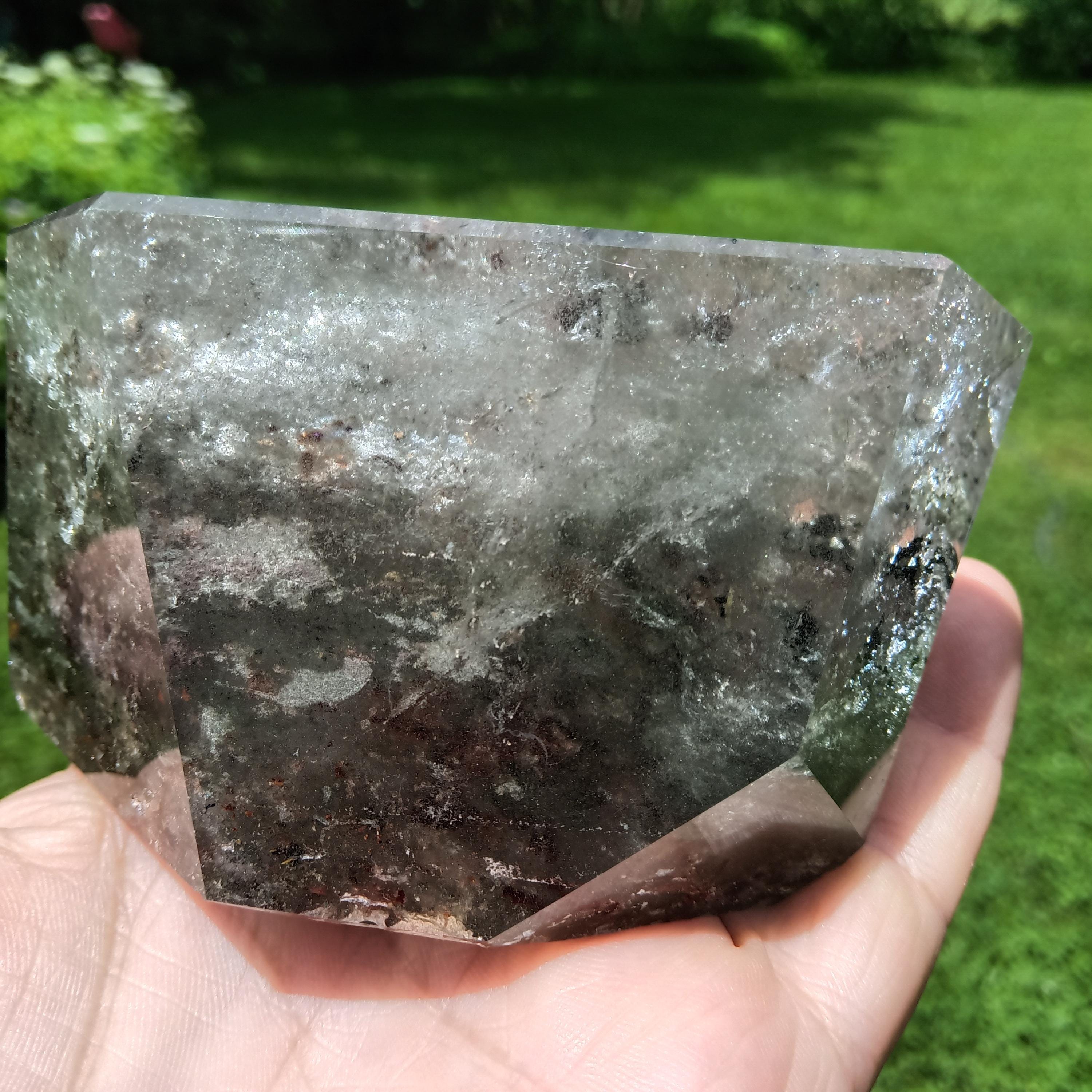 Garden Quartz Crystal: Xlarge Thousand Layer Lodolite, Rainbow
