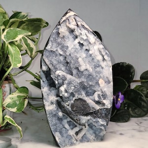 Gray Sphalerite Druzy Freeform Tower: XLarge Statement Piece(8"x4.25")
