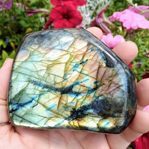 Labradorite freeform Statement piece with brilliant rainbow colors flash 3.25&quot;