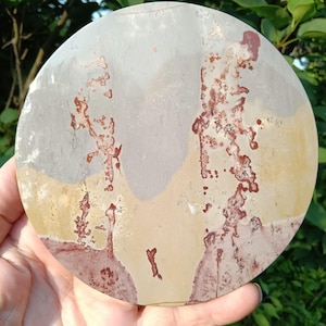 Picture Jasper Slab: Polished Round Display Stone 4.8&quot;