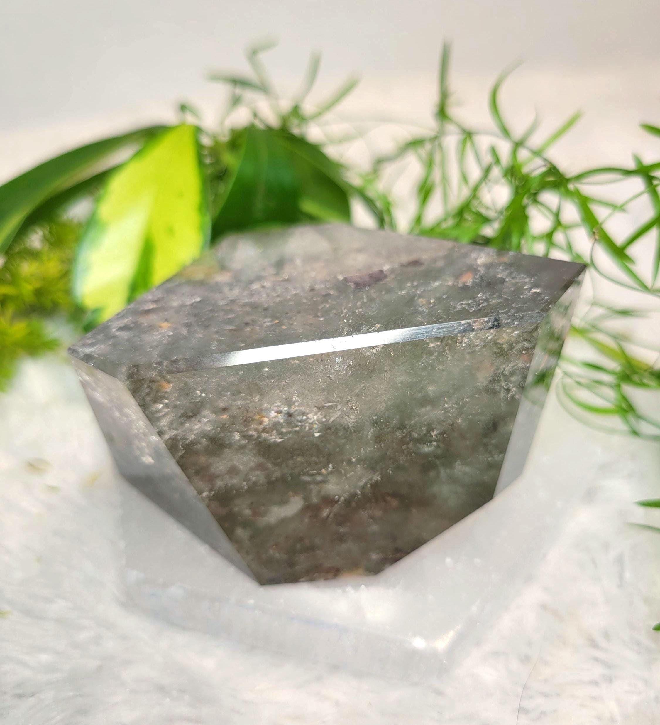 Garden Quartz Crystal: Xlarge Thousand Layer Lodolite, Rainbow