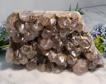 Raw Natural Smoky Quartz Crystal Points Cluster: large 7"