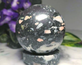 Plum Blossom Jasper with Epidote Sphere:(2