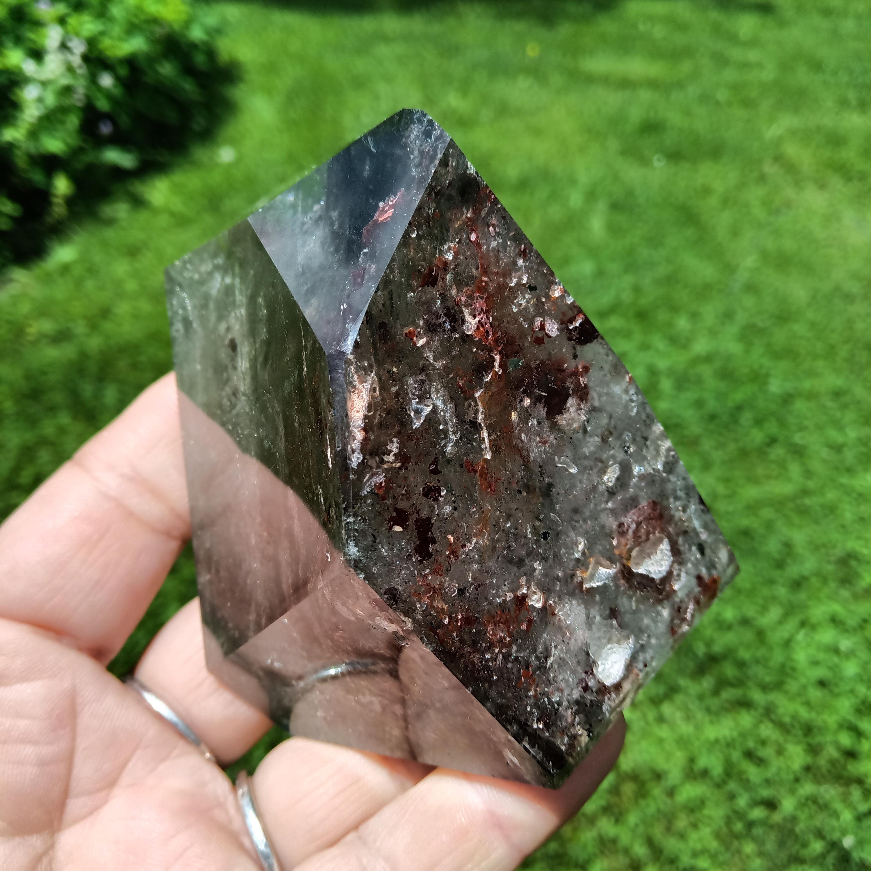 Garden Quartz Crystal: Xlarge Thousand Layer Lodolite, Rainbow