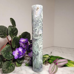 Moss Agate Baton: 8.5" with Druzies