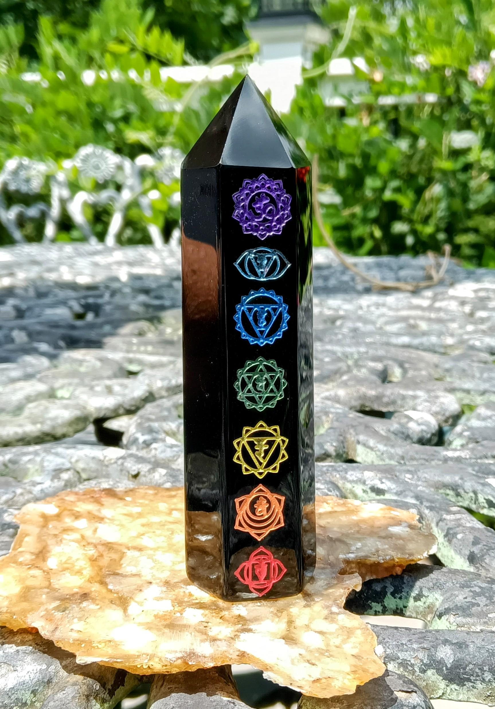 ブラックオブシディアンチャクラタワー 3.3インチ - Etsy 日本