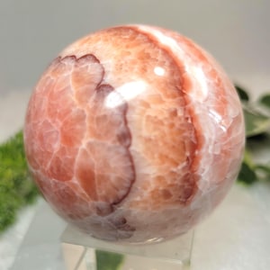 Pork Stone Sphere: zeldzame rood gestreepte calciet 2,5"