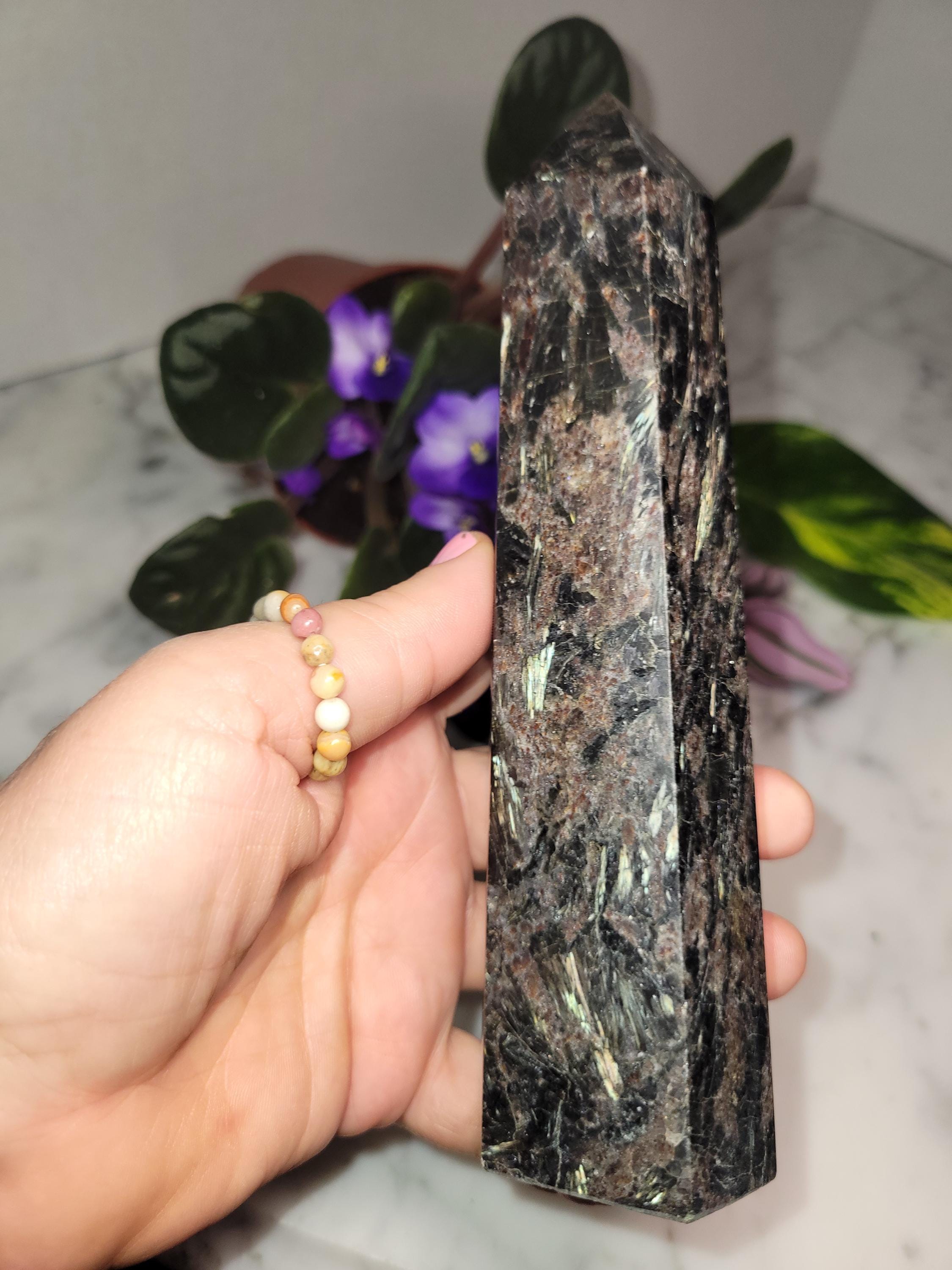 Astrophyllite and Garnet Crystal Tower: 7