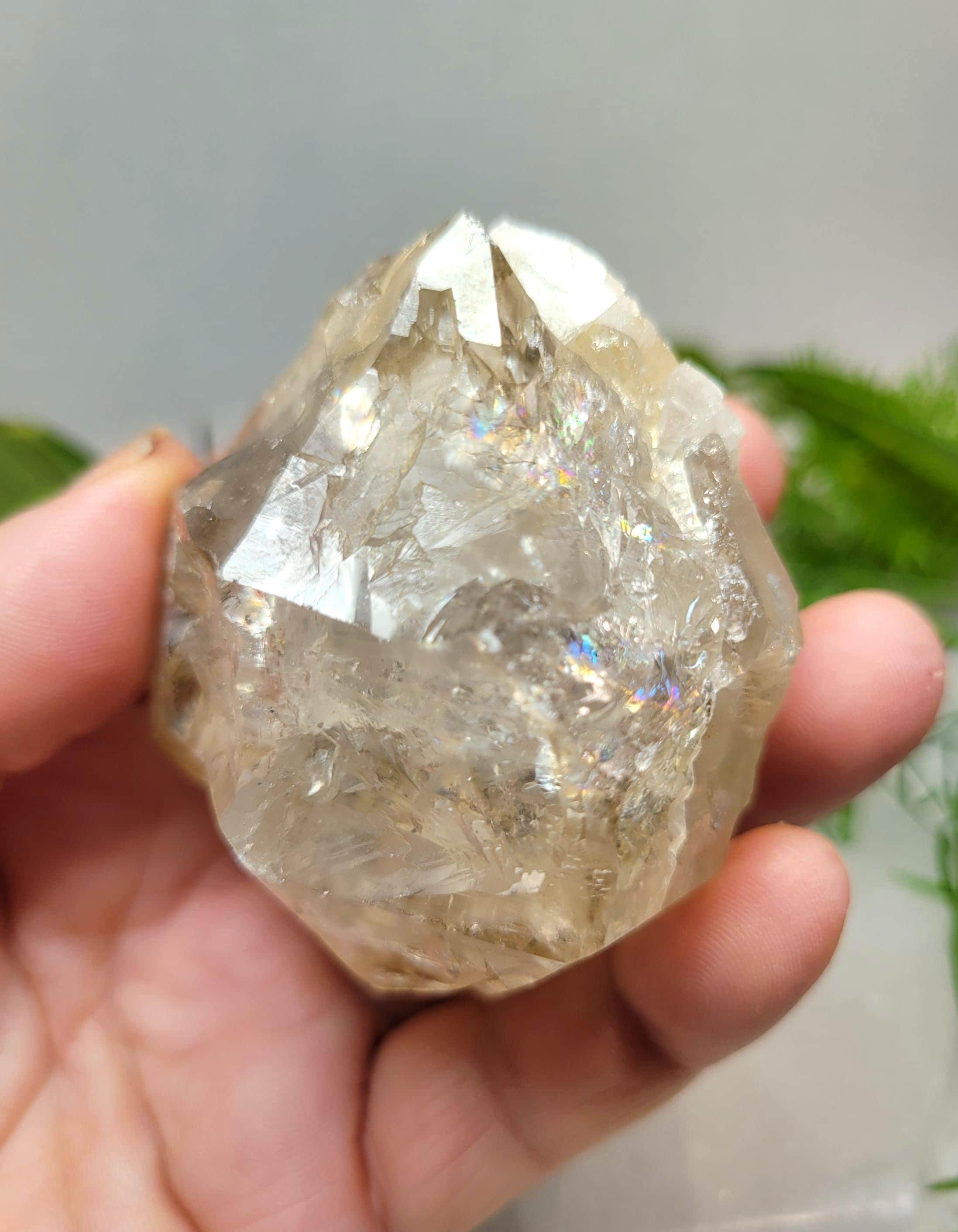 特大ハーキマーダイヤモンド原石; 2.6インチ、レインボー＆ガーデン