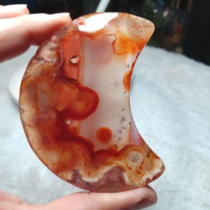 Carnelian Quartz Carved polished Crescent Moon