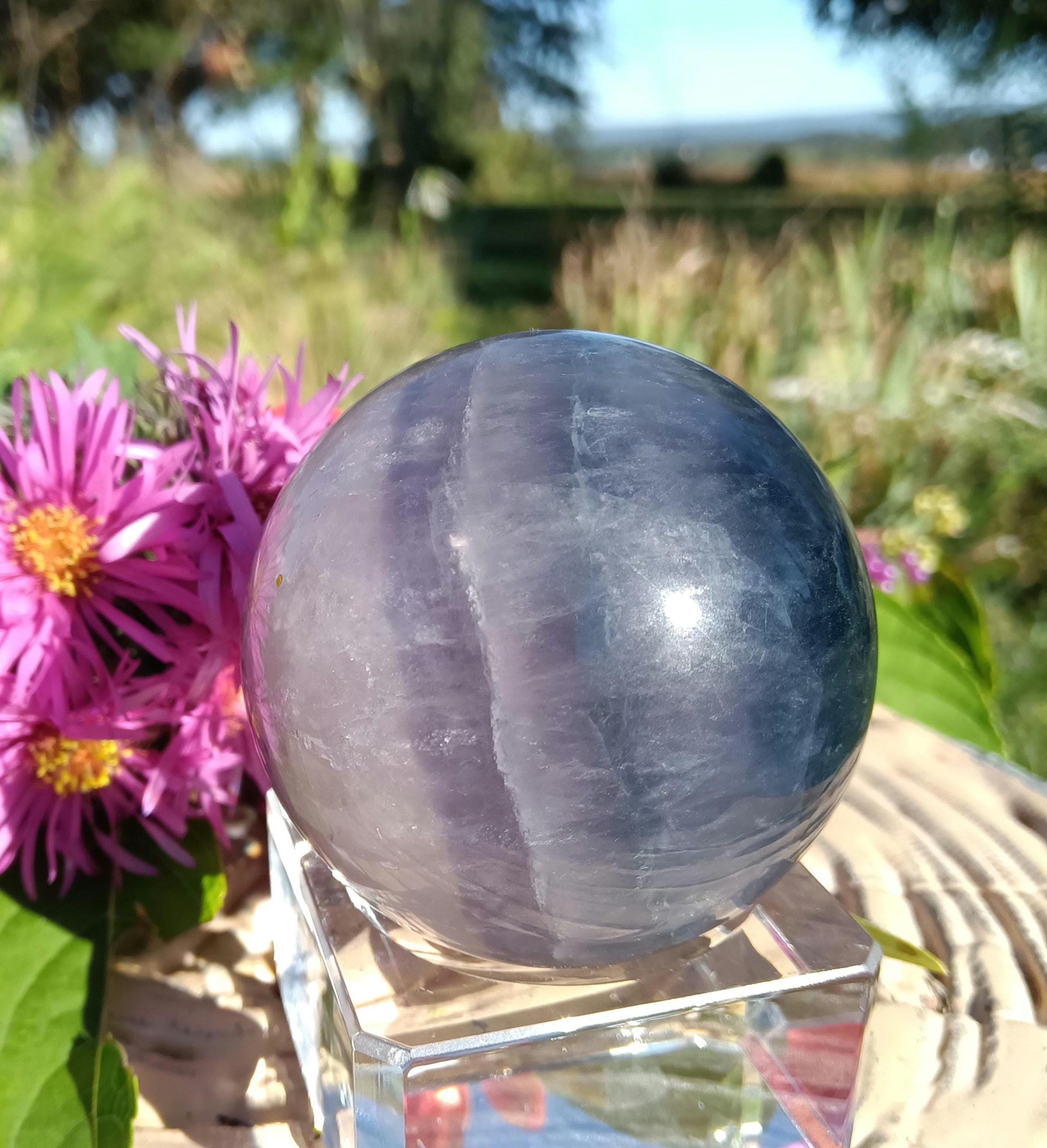 ブルー アラゴナイト スフィア 発色○ Blue Fluorite Sphere: 1.9