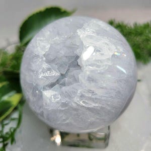 Volcano Agate Sphere: 2.5" rare large Druzy Crystal Cave with rainbows