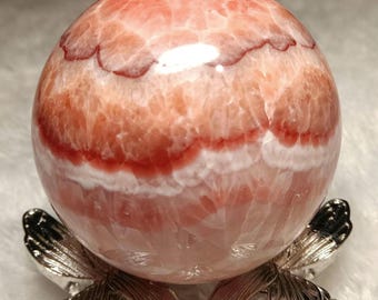 大きな赤い縞模様の方解石球 - Etsy 日本