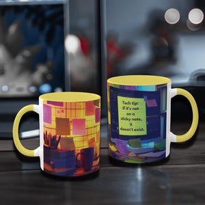 Sticky Note Tech Tip Mug - IT Humor - Office Gift