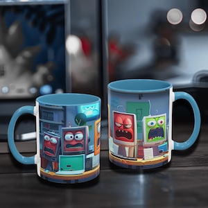 Laptop Faces Mug - Computer Humor - Tech Worker Gift