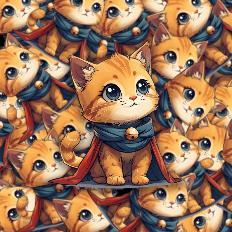 10 Cute Cat Clipart Set PNG Cat Sticker Packs Cute Cat Digital Download ...
