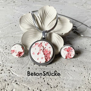 Betonschmuck, Schmuckset, Edelstahl, Ohrringe, Ohrstecker, silber, Beton Schmuck Bild 1