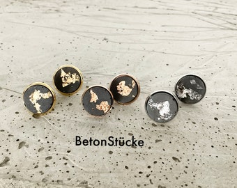 Betonschmuck, Ohrstecker, Ohrringe, Edelstahl, Beton kupfer, gold, silber