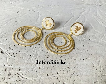 Betonschmuck, Edelstahl, Ohrstecker, Ohrringe, Creolen, gold, Beton Schmuck