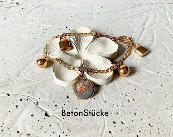 Betonschmuck, Edelstahl, Armreif, Armband, Charms, gold, Beton Schmuck