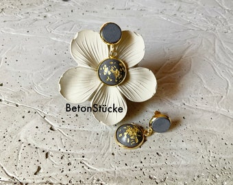 Betonschmuck, Edelstahl, Ohrstecker, Ohrringe, gold, Beton Schmuck