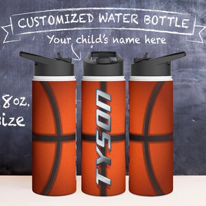 Basketball Tumbler, Kids Custom Name, Stainless Steel 18 & 32 oz Tumbler, Perfect For School And On The Court, Sports Drink Bottle