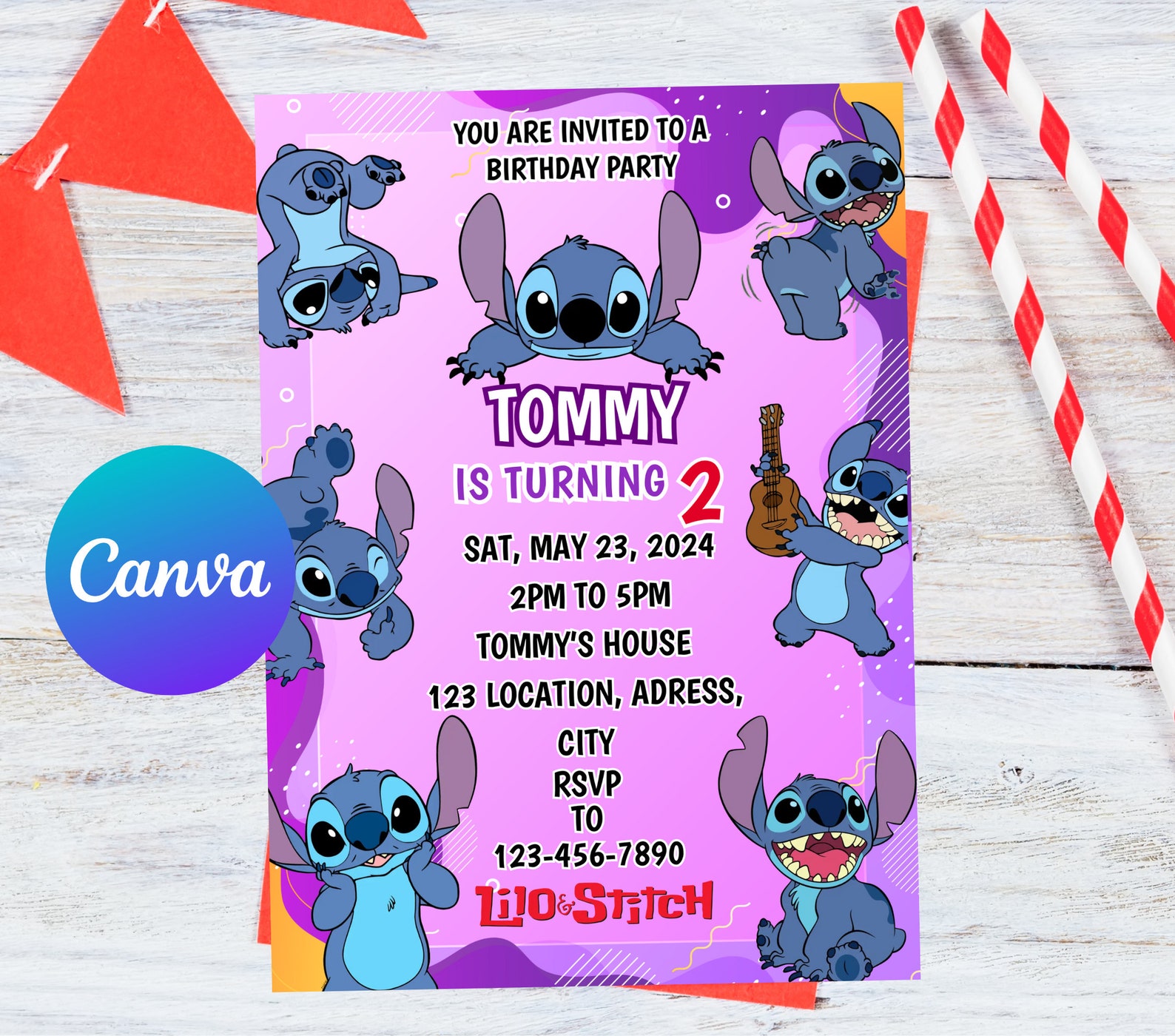 Editable Stitch Birthday Invitation - Il 1588xN.6003260312 Q6co