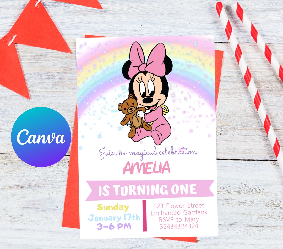 Editable Minnie Birthday Invitation Template Printable Birthday Party ...