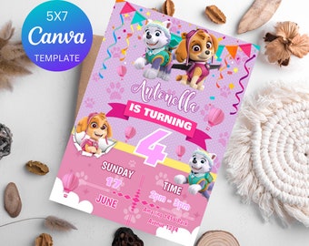 Paw Patrol Invitation, Paw Patrol Birthday Invitation, Paw Patrol Kids Invite, Kids Birthday Invitation, Editable Template, Editable Canva