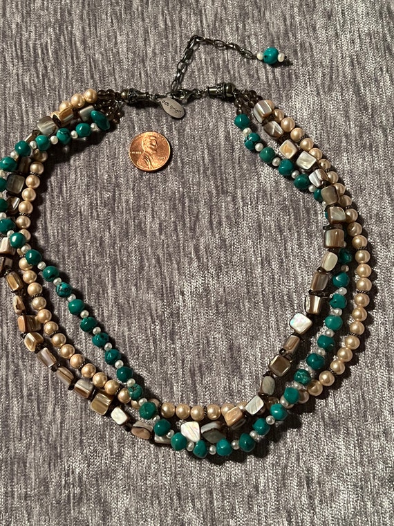 Deb Guyot 3 strand necklace pearl, Turquoise and … - image 5