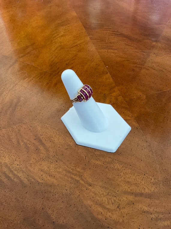 Unique Art deco ruby barrel shape ring - image 5