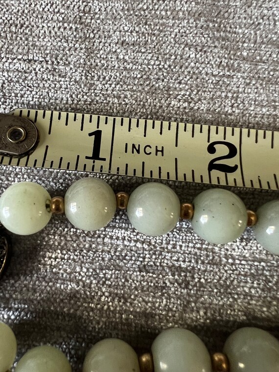Light green jade bead necklace with silver clasp - image 5