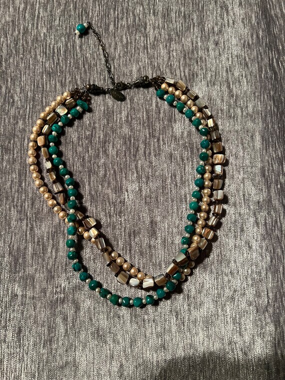 Deb Guyot 3 strand necklace pearl, Turquoise and … - image 6