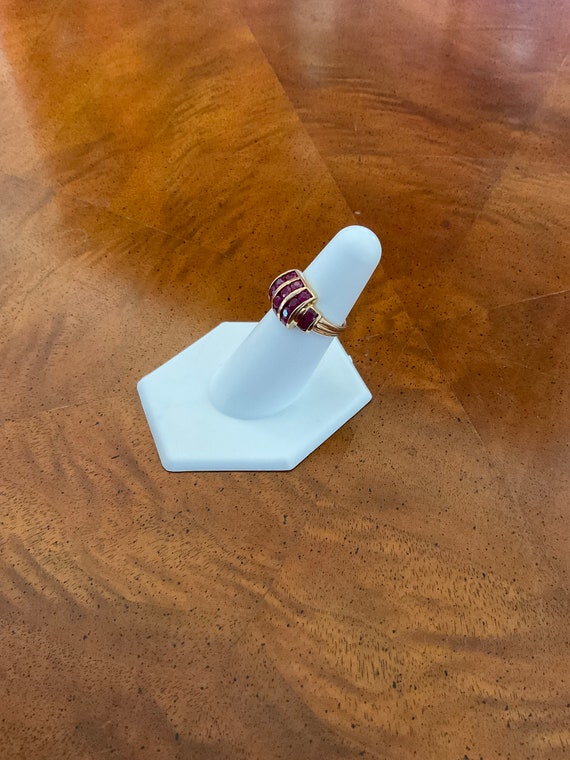 Unique Art deco ruby barrel shape ring - image 4