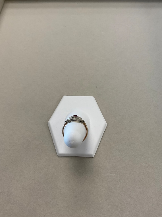 Vintage 14k eye motif 2 tone oval shape ruby ring. - image 2