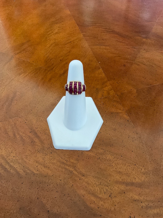 Unique Art deco ruby barrel shape ring - image 1