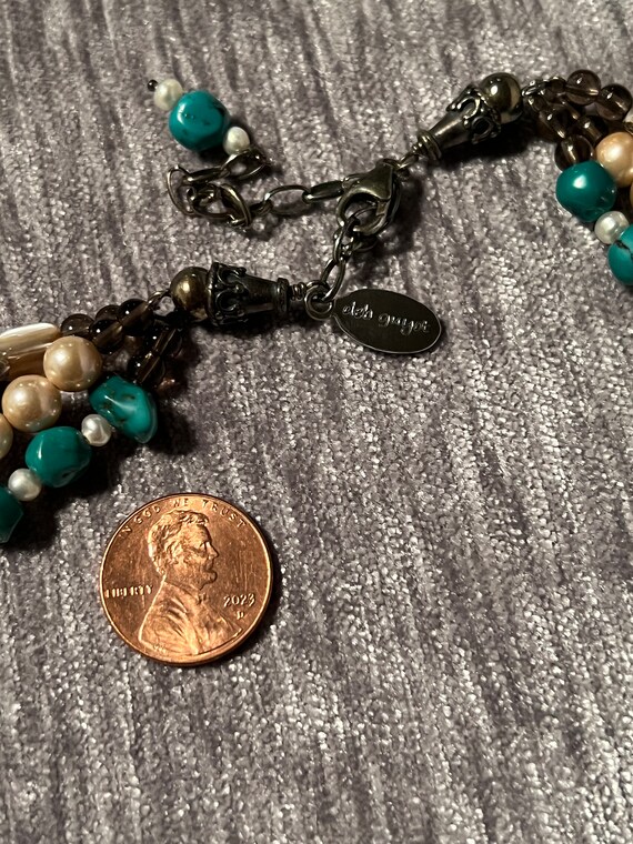 Deb Guyot 3 strand necklace pearl, Turquoise and … - image 8