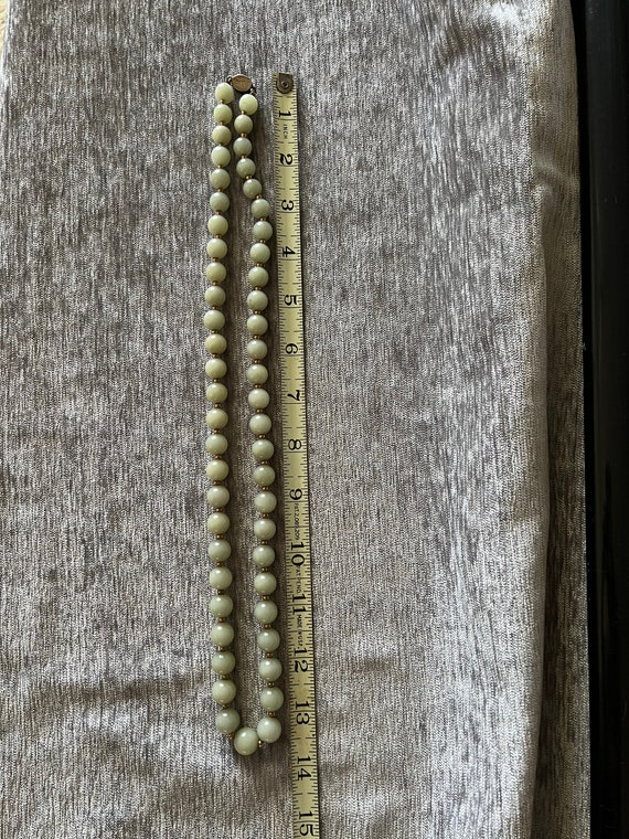 Light green jade bead necklace with silver clasp - image 6