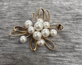 Mikimoto Sterling Silver 5 Cultured Pearl Vintage Floral Brooch - Etsy