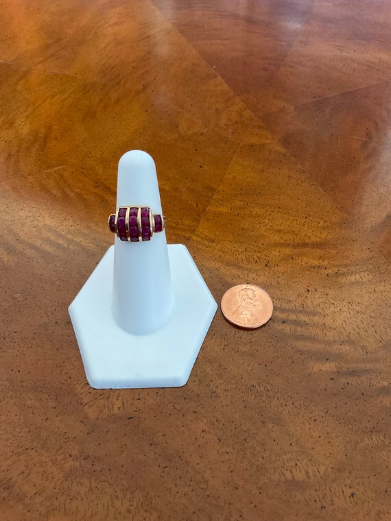 Unique Art deco ruby barrel shape ring - image 6