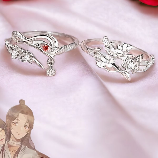 Heavenly Anime Rings: Tian Guan Ci Fu, Hua Cheng, Xie Lian - Adjustable Unisex Couple Rings Jewelry Accessories Gift for Fans