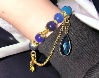 Pulsera inspirada en el impacto de Genshin elegante: cuentas de armonía unisex, cosplay de Neuvillette, amuleto de equilibrio de moda, accesorio de joyería de regalo único