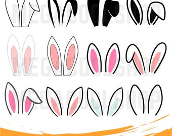Bunny Ears SVG Bundle, Easter Bunny Ears Png, Dxf, Pdf and Ai Files, Bunny Ears Clipart, Rabbit Ears, Svg Files for Cricut, Digital Download