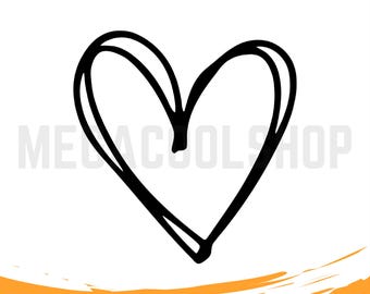 Hand Drawn Heart Svg | Doodle Heart Svg, Png, Pdf, Dxf and Ai Files | Double Heart Vector | Cut File Cricut, Silhouette | Instant Download