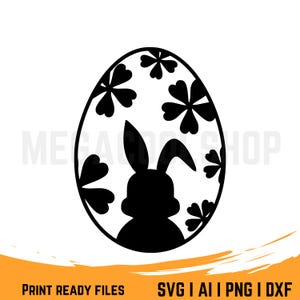 Egguf de Pâques lapin trèfle | Fichiers Svg Png, Dxf, Pdf, Ai | Vecteur d'oeufs de Pâques, décoration de Pâques, fichiers Svg pour Cricut, Silhouette | Téléchargement instantané
