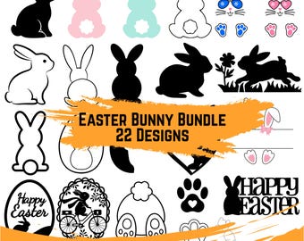 Easter Bunny SVG Bundle, Easter Bunnies Svg, Easter Rabbits Svg, Easter Bunny Png, Dxf, Pdf and Ai Files, Easter SVG & PNG, Digital Download