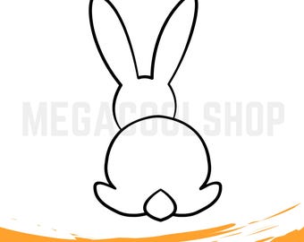 Häschenumriss Rückansicht SVG, Kaninchen-Rückenumriss, Osterhasensvg-Kontur, Hasenclipart, Clipart-Svg-Dateien für Cricut | Digitaler Download