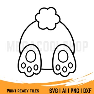 Easter Bunny Backside Svg, Png, Dxf, Pdf and Ai Files | Cute Easter Bunny SVG, Bunny Outline, Bunny Silhouette, Rabbit Svg, Digital Download