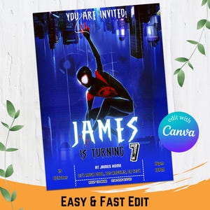 Spider Verse Invite | Spiderman Birthday Invitations | Size 5X7 | Boy Birthday Invitation | Birthday Card | Girl Boy Birthday